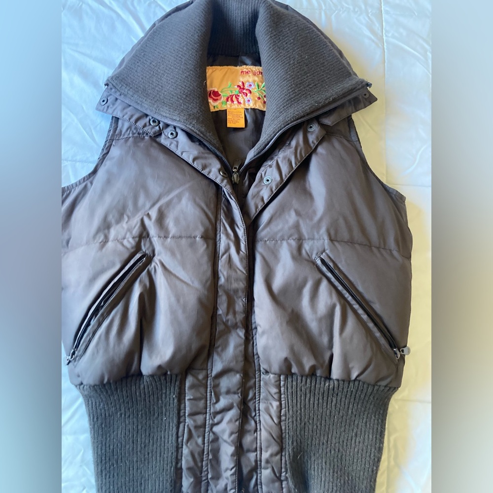 Me Jane Brown Vest with High Collar